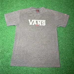 Vans Vintage Retro Logo 90s Y2K Gray Small Skater Grunge T Shirt 17.5x25